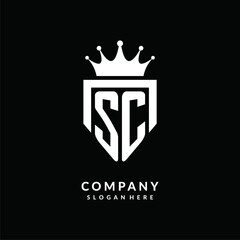 Letter SC logo monogram emblem style with crown shape design template - obrazy, fototapety, plakaty