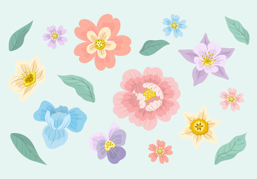 Spring Flowers Vector Illustrations