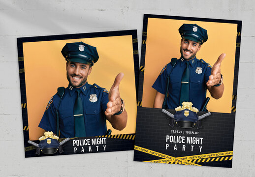 Police Theme Party Photo Card Flyer