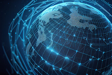 Fototapeta premium Digitale Welt. Digitales Netzwerk um die Erde - Generative Ai