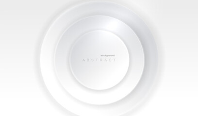 White futuristic circle round vector background. Gray glowing shiny ring light vector design.