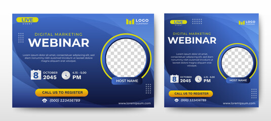 Online Business live webinar banner invitation and social media post template. Business webinar invitation design
