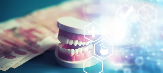 Dentist services concept. Take care of your mouth. Expensive dental center.