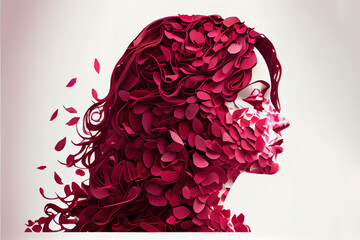 woman shaped roses with hair