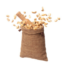 Roasted Peanut bean fall throw up in sack bag, Roasted Peanut bean float explode, abstract cloud...