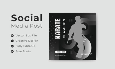 Karate social media post square banner