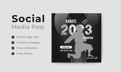 Karate social media post square banner