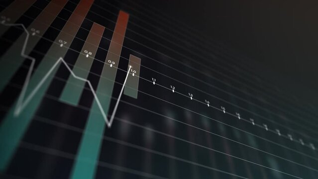 Motion Animation of a Stock Exchange Market. Financial Business Graph. Online exchange trading. Currency trading. 3d chart and indicators change. Profits and losses in trading of securities.