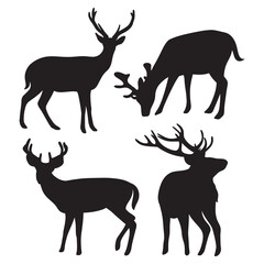 Set of deer silhouette vector
