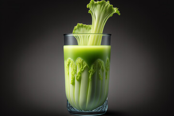 Celery juice glass. Juice splashes. Healthy vegetables concept. Liquid vegetables. Generative AI.