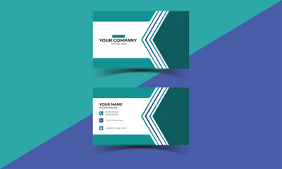 Modern business card. Creative and clean business card. Templet luxury business card. Elegant White background design. Double sided business card. Flat blue business card. Vector business card.