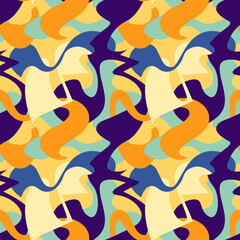 Colorful abstract seamless pattern with wave vector shape 