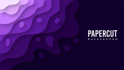 3D abstract background with purple paper cut shapes