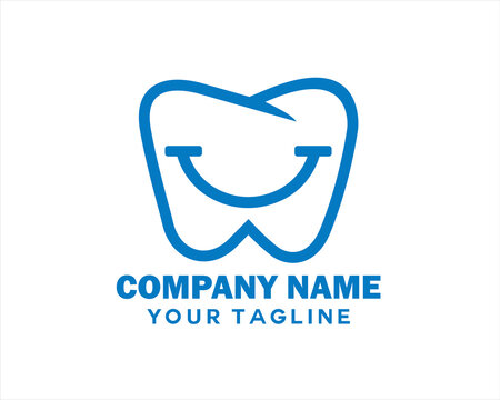 simple tooth logo with smiley symbol
