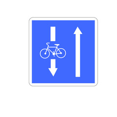 Panneau routier, circulation à double sens avec sens inverse réservé aux cyclistes