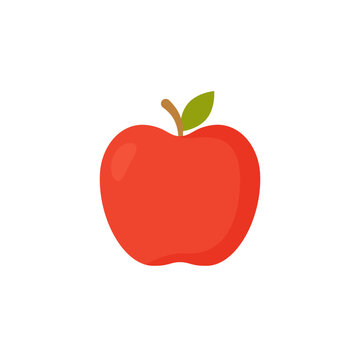 Red apple isolated on white background. Fruit. Vector illustration. 