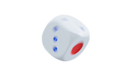 3d render of rolling dice with motion blur for casino or gambling concept, png format with transparent background.