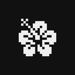 Hibiscus flower pixel art icon. Isolated vector illustration. 8-bit sprite. Design emoji, stickers, logo spa, mobile app.