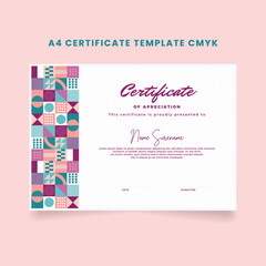 Certificate of Appreciation A4 template, Trendy geometric design, Layered eps10 vector