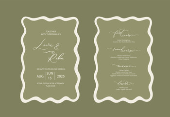 Luxury Wavy Edge Wedding Invitation card background. Abstract art background vector design for wedding and vip cover template.