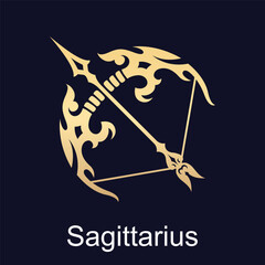 Sagittarius symbol of zodiac sign in luxury gold style