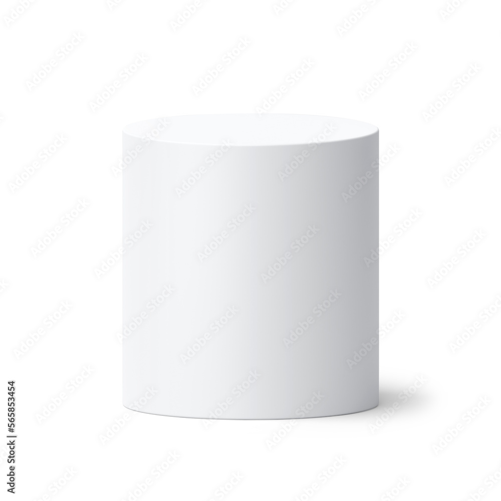 Poster White cylinder podium isolated on 3d png background with empty pedestal stage minimal concept or blank product display platform stand geometric object and simple show modern mockup presentation scene.