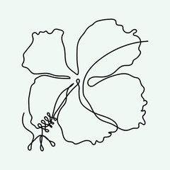 Simple clean style Hibiscus flower continuous one-line drawing art vector illustration.