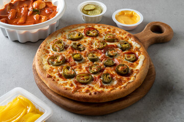 Korean food dishes pizza