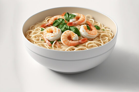 spicy garlic noodles with shrimp. Ai generativ