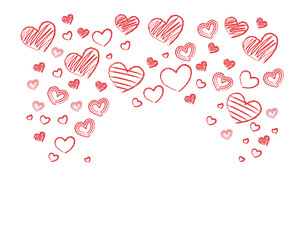 Vector illustration of hand drawn doodle red hearts