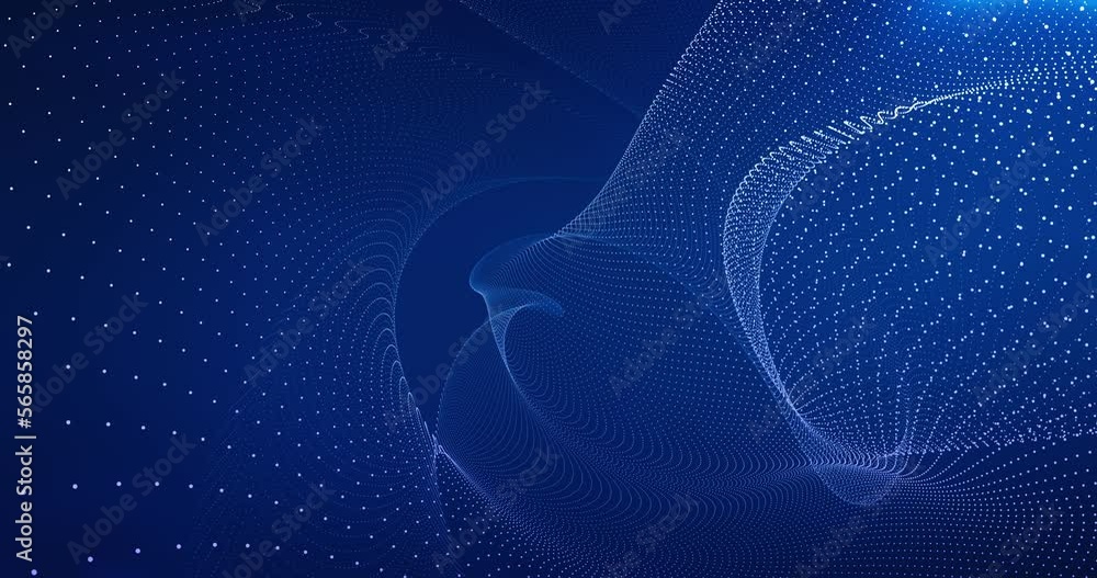 Poster abstract blue particle wave background. big data stream. 4k resolution.