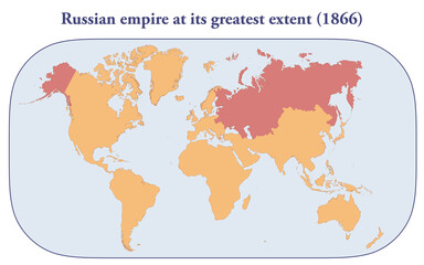 The Russian empire at its greatest extent in 1866