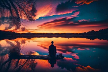 Reflective Sunrise at the Lake