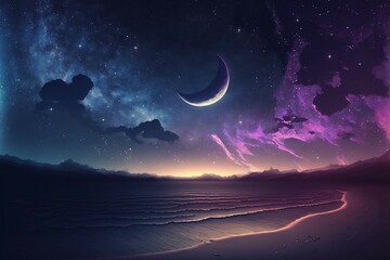 Obraz na płótnie Canvas Crescent Moon Nightscape