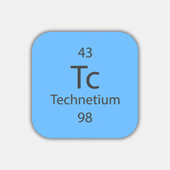 Technetium symbol. Chemical element of the periodic table. Vector illustration.