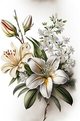 Fototapeta na wymiar Fleurs et plantes colorées minimalistes. Idéal pour les cartes postales, le papier peint.