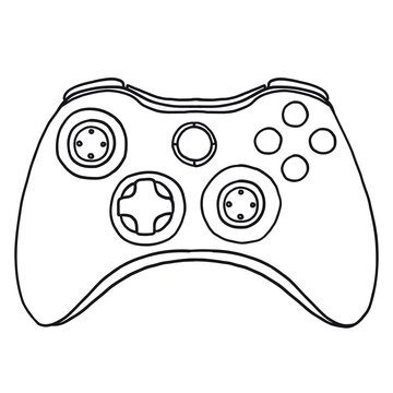 recommend clip art: Game retro modern controller. Vector illustration in hand-drawn outline doodle style isolated on white background.
