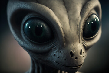 Alien with big eyes. Generative AI.