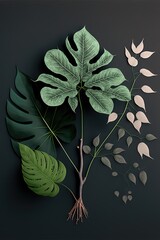 Plantes et feuilles minimalistes. Idéal pour les cartes postales, le papier peint.