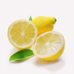 Lemons isolated on white background. Generative AI.