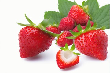 Strawberries isolated on white background. Generative AI.
