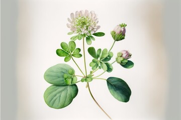 Clover watercolour isolated on white background. Generative AI.