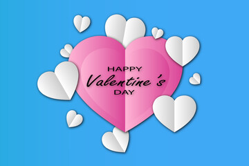 Happy Valentine's Day colorful red pink white blue heart love