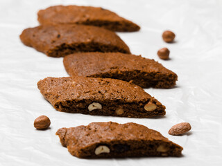 Homemade Pumpernickel biscuits with almonds and raisins