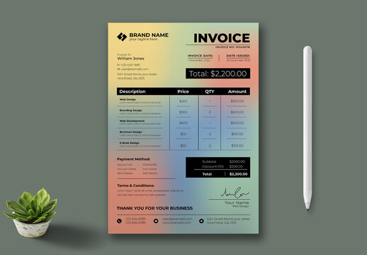 Gradient Invoice Design Template