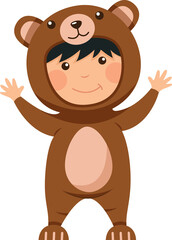 Happy child is wearing Bear animal costumes