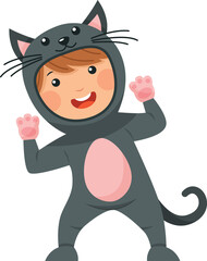 Happy child is wearing Cat animal costumes