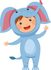 Happy child is wearing Elephant animal costumes