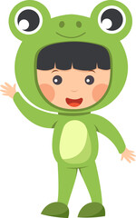 Happy child is wearing Frog animal costumes