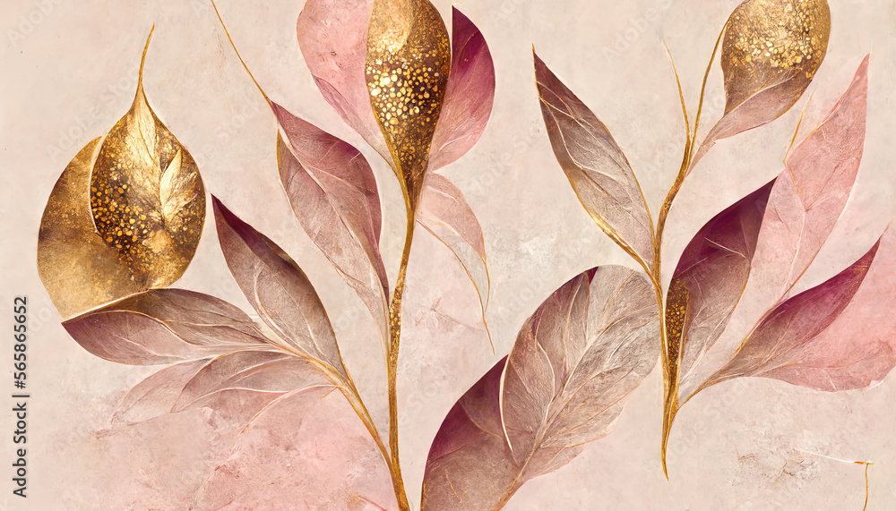 Wall mural abstract art botanical pink background vector. generative ai